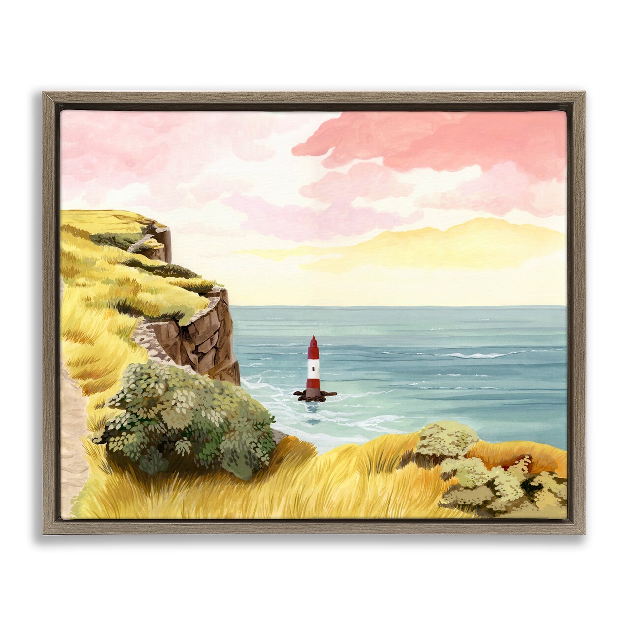 Stupell Industries Beachy Head Lone Lighthouse Floating Frame, design by Courtney Haley